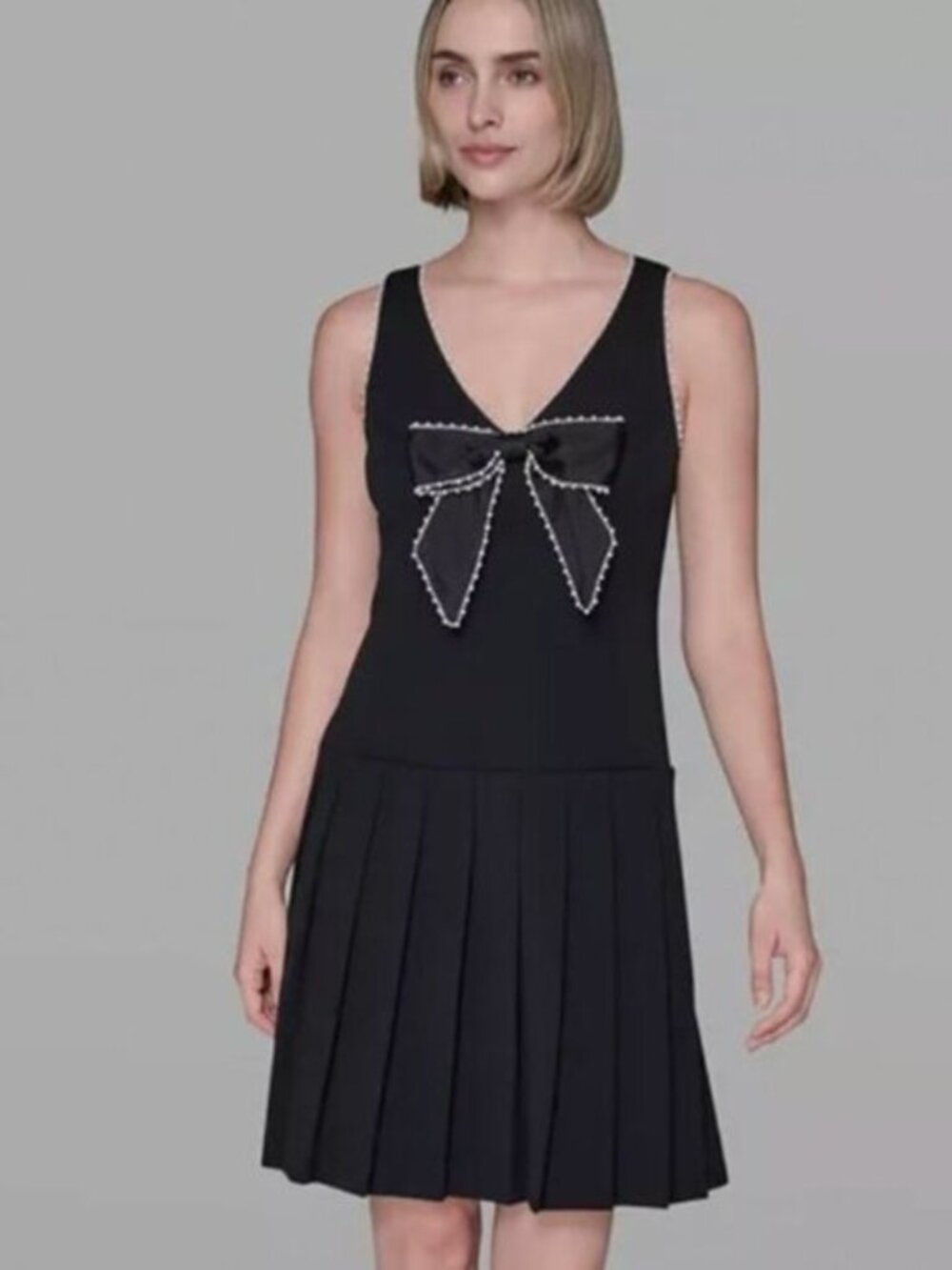 NWT KARL LAGERFELD PARIS Women's Embellished Bow A-Line Dress